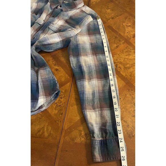 Toad & Co Shirt Men's Size L Blue Plaid Flannel Slim Fit Button Up LS Indigo - Picture 10 of 10